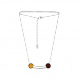 Silver necklace with amber cherry and cognac ANNA
