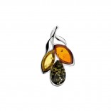 Silver pendant with colored LISTEK amber
