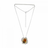Beautiful silver necklace with VALENTINE amber