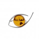 Silver brooch with amber - elegant