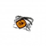 Silver ring with oxidized amber - Beautiful, timeless.