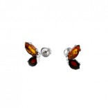 Silver earrings with cognac amber - LIST