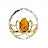Silver pendant with LEAF LOTUS amber