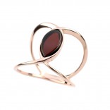 A silver ring gilded with pink gold and cherry amber