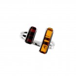 Silver ring with amber cherry - cognac