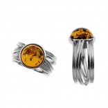 Silver ring with amber - ON WAVES