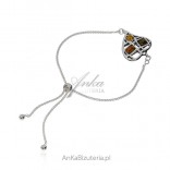 Silver bracelet with amber HEART