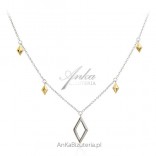 Silver jewelry GEOMETRIC necklace with gold-plated elements