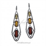Silver earrings oxidized with ZARA amber