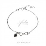 Silver bracelet with infinity and heart with zircon