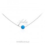 Silver necklace with blue opal - opal opal