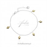 Silver bracelet GEOMETRIC with gilded elements