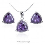 Set silver jewelry with purple zircon