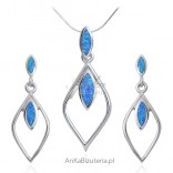 Set silver jewelry with blue opal