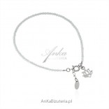 Silver bracelet with mint jee adeitami and Lotus flower