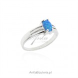 Silver jewelry with blue opal - Opal ring