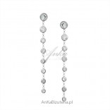 Wedding jewelry - silver earrings with white zircons - long