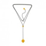 Necklace silver oxidized with yellow amber