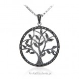 Silver pendant with marcasite TREE OF HAPPINESS