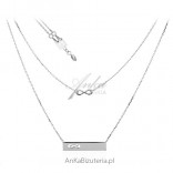 Silver rhodium-plated 2 in 1 necklace. Modular jewelery in 3 ways