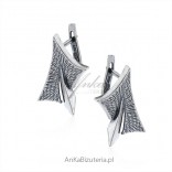 Silver earrings oxidized - English short ADORA