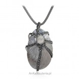 Silver jewelry with marcasites and moonstone