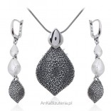 Silver oxidized jewelry Feminine silver jewelry set