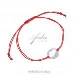 WITH LOVE Silver bracelet on a red string