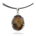 Beautiful silver pendant with natural amber - UNIKAT