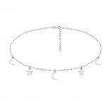 Silver CHOKER necklace with moons and stars