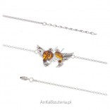 Silver bracelet with amber TWO PIECES