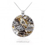 Silver pendant with amber WATER LANDSCAPE