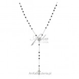 Necklace silver onyx rosary