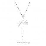 Silver long necklace with black onyxes