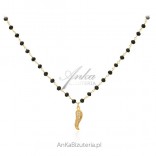 Silver gilt necklace with black onyx LUCK - Good Luck