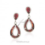Silver earrings with red opal