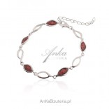 JEWELERY - Silver bracelet with red opal