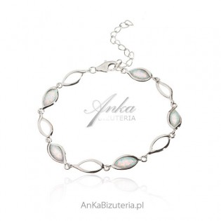 Biżuteria srebrna - Bransoletka srebrna z białym opalem