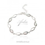 Silver jewelry - Silver bracelet with white opal