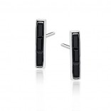 Silver earrings with black cubic zirconia rectangles
