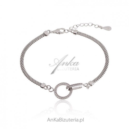 Piękna bransoletka srebrna  z mikro cyrkoniami Biżuteria włoska