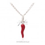 GOOD LUCK silver necklace - red