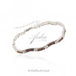 Silver jewelry with opal Silver bracelet with red opal