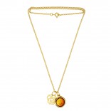 Gold-plated necklace with amber ROSE with natural amber