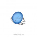 Silver ring with blue agate
