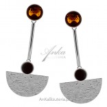 Silver earrings with SATELITE amber