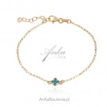Silver gilt bracelet with blue clover