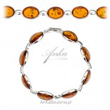 Silver bracelet with amber - beautiful classic turned jewelry