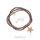 Silver bracelet gilded in pink gold with STAR and gray agates