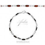 Silver bracelet with cherry amber